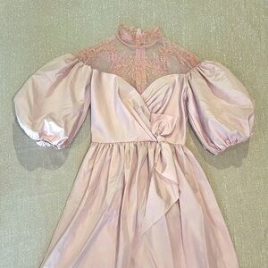 Vintage light pink puff sleeve and lace gown
